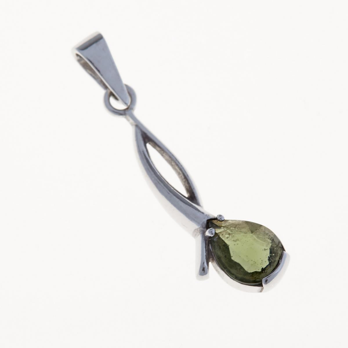 Silver pendant with moldavite 1113