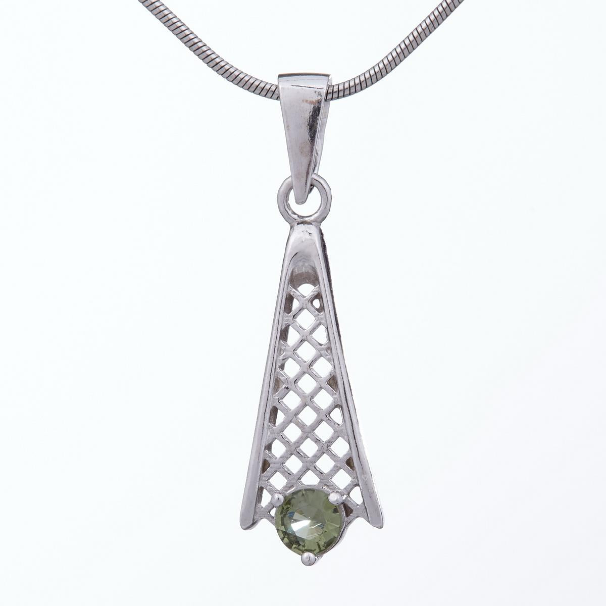 Silver pendant with moldavite 1116