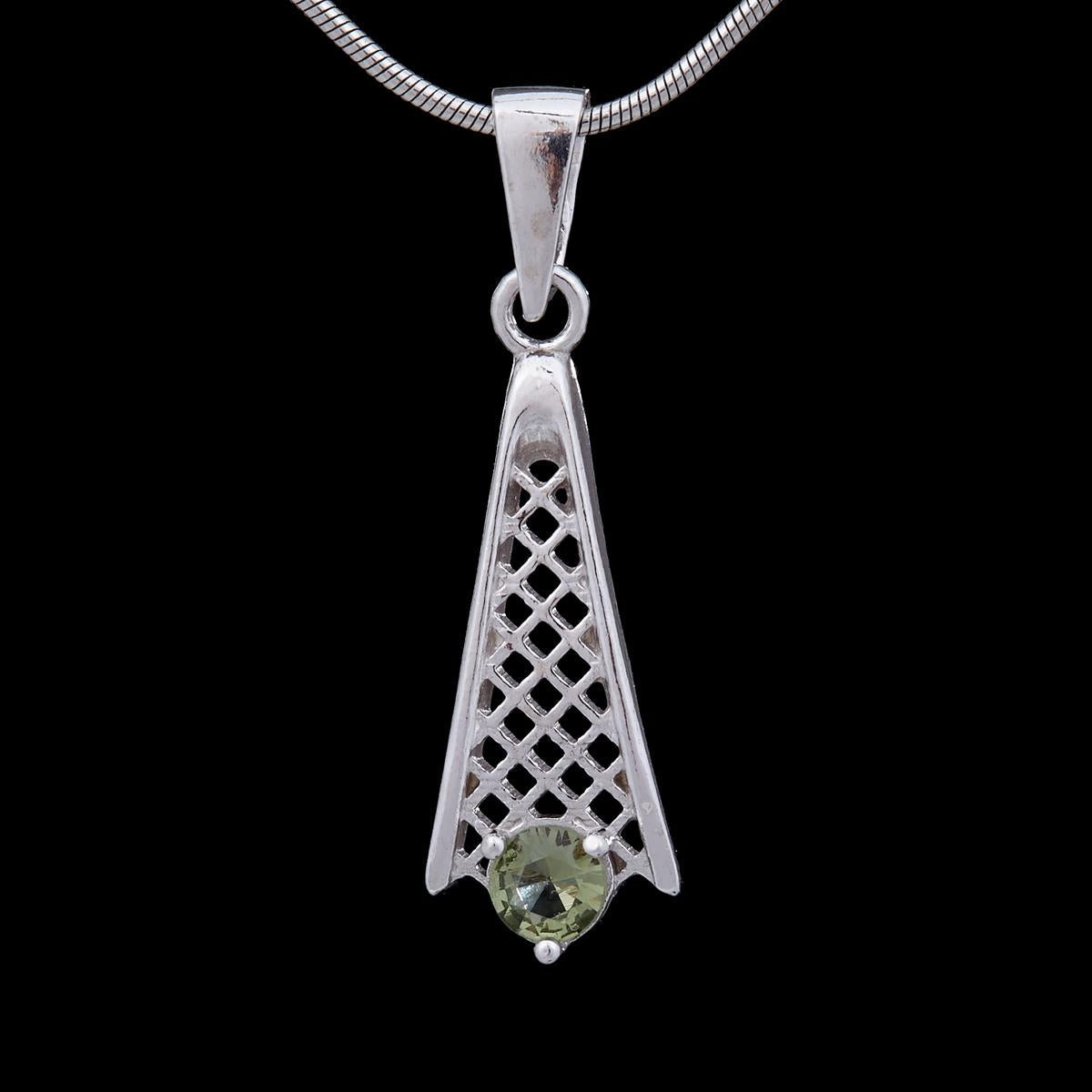 Silver pendant with moldavite 1116