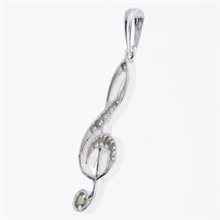 Silver pendant with moldavites - treble clef 1172