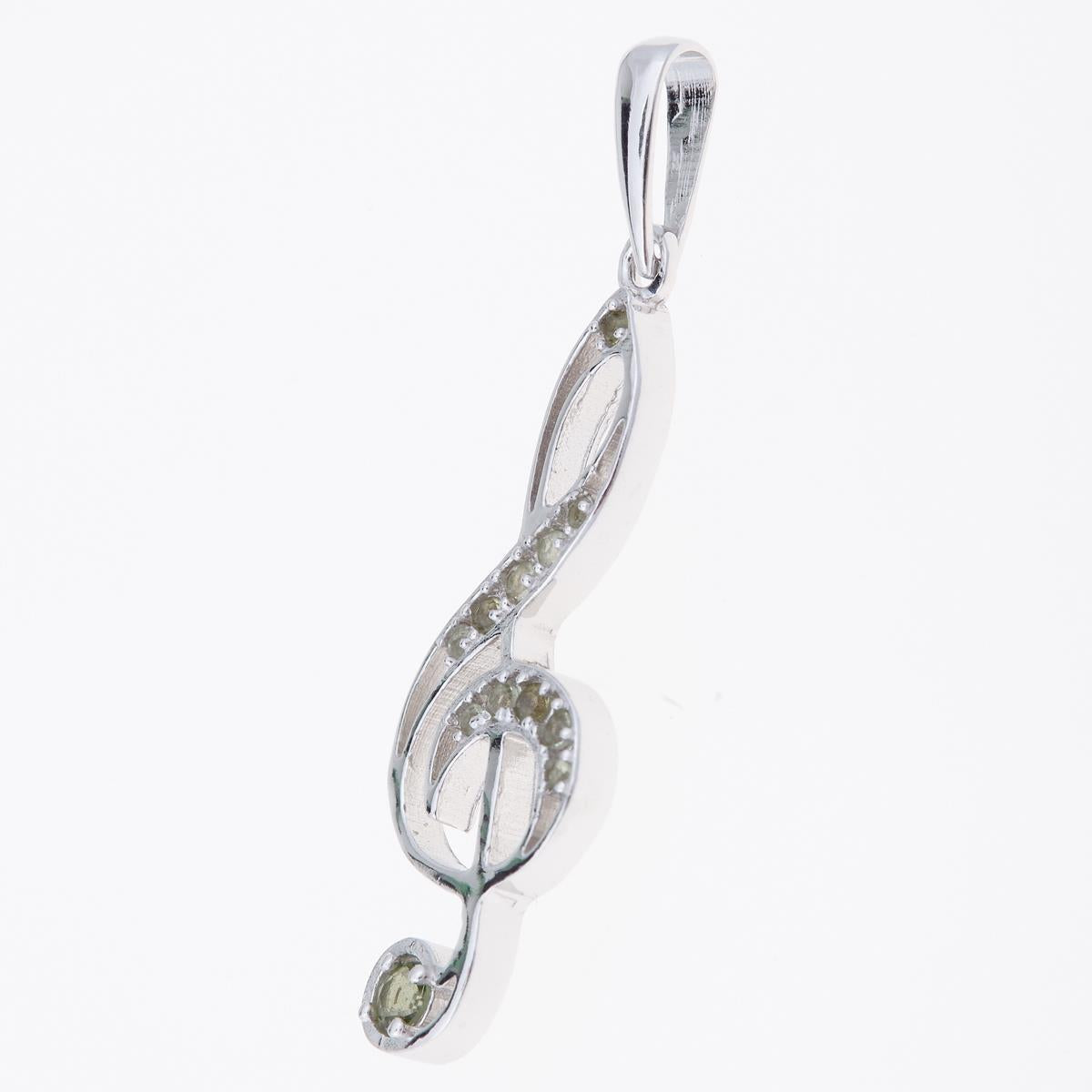 Silver pendant with moldavites - treble clef 1172