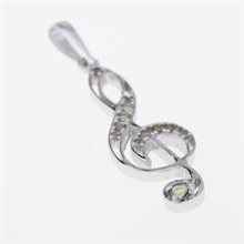 Silver pendant with moldavites - treble clef 1172