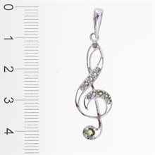 Silver pendant with moldavites - treble clef 1172