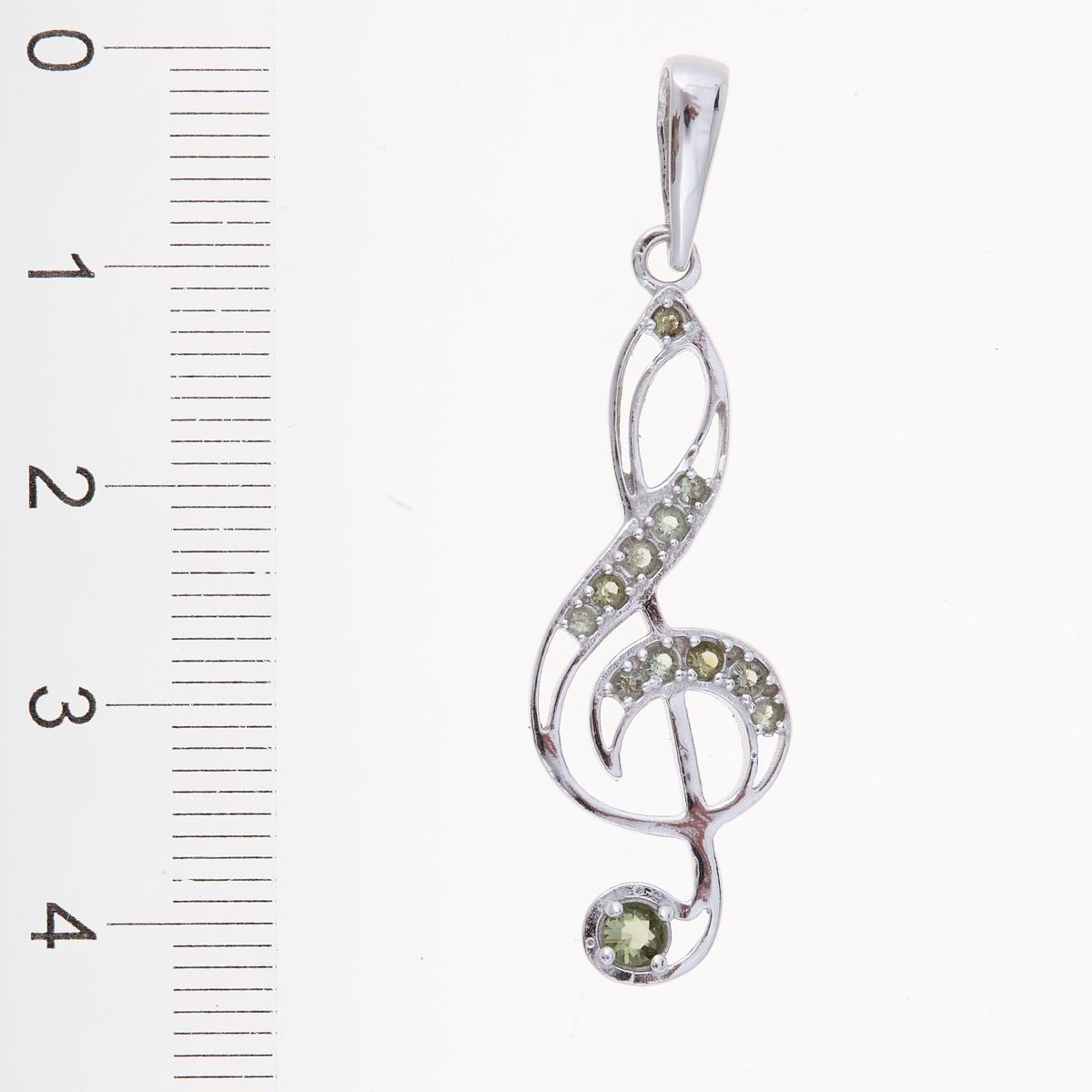 Silver pendant with moldavites - treble clef 1172