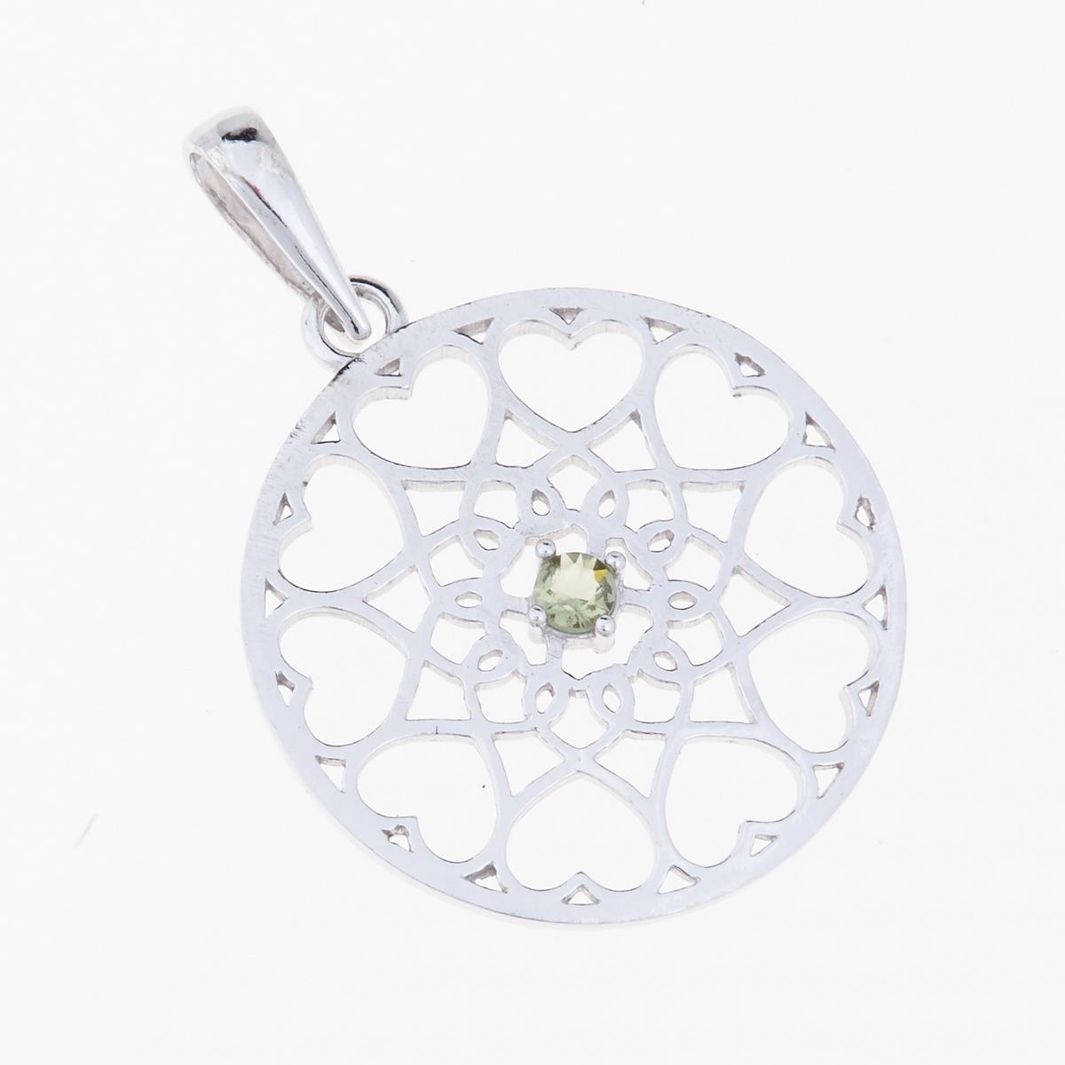 Silver pendant with moldavite 1182