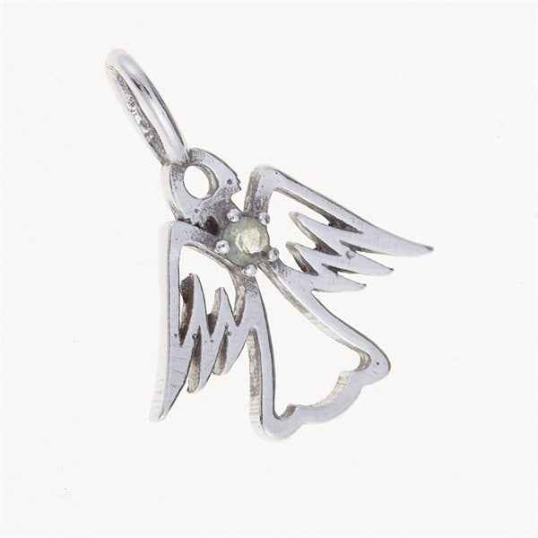 Silver pendant with moldavit – angel 1192