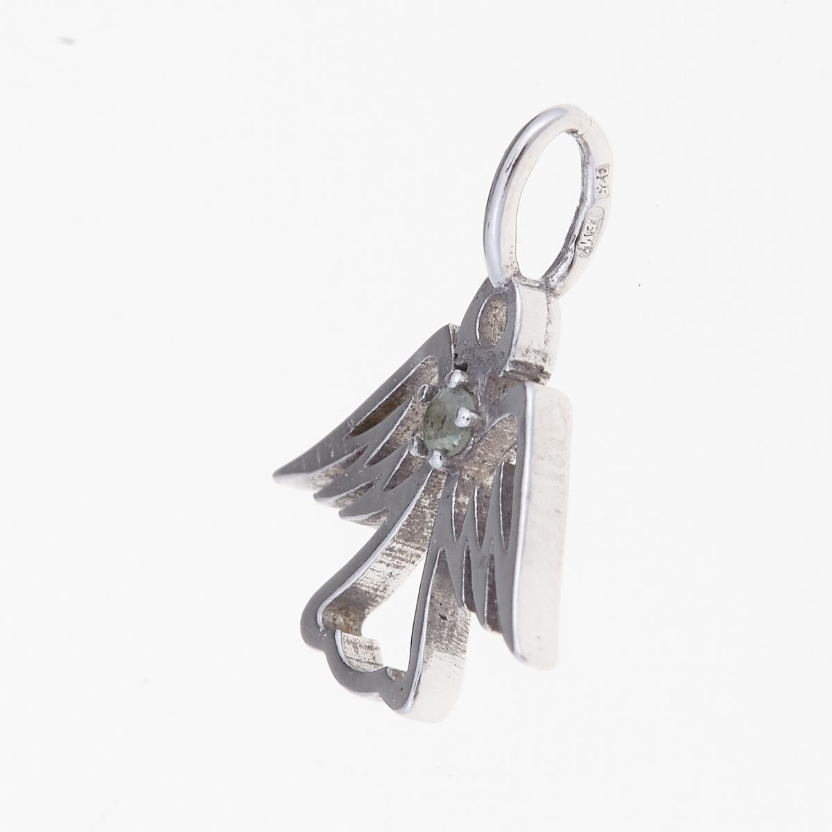 Silver pendant with moldavit – angel 1192