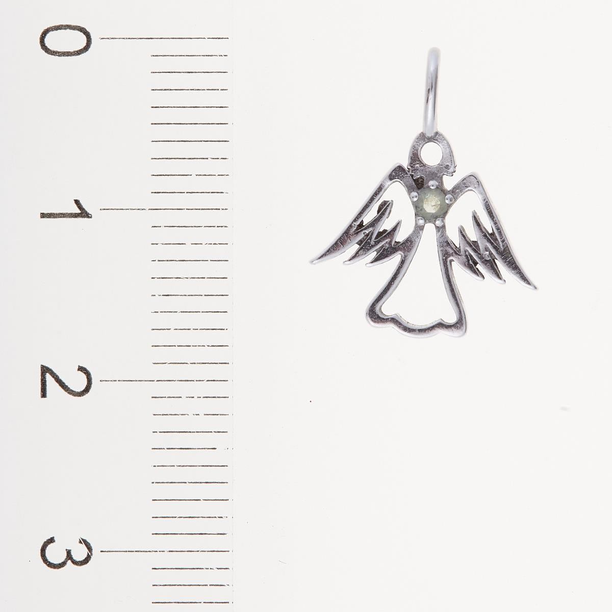 Silver pendant with moldavit – angel 1192