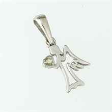 Silver pendant with moldavite – angel 1193