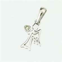 Silver pendant with moldavite – angel 1193