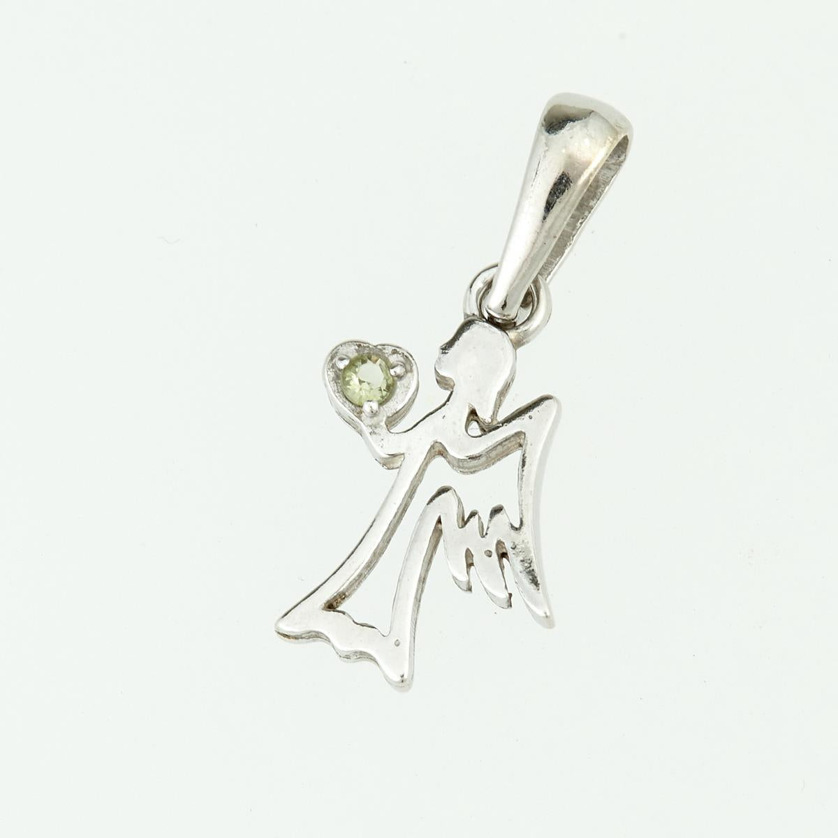 Silver pendant with moldavite – angel 1193