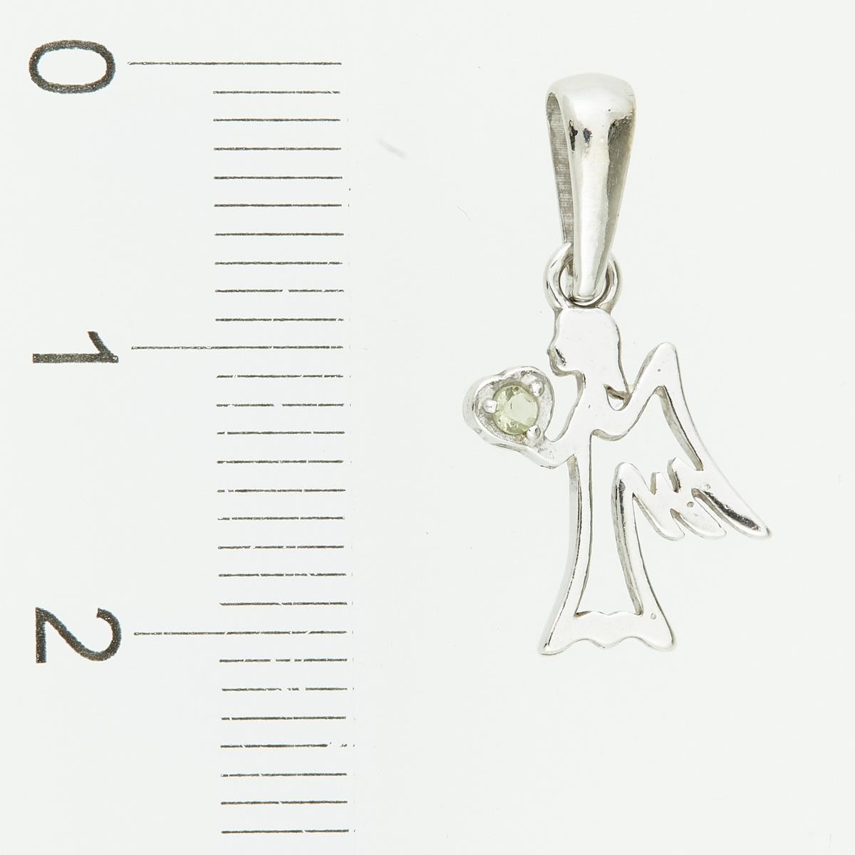 Silver pendant with moldavite – angel 1193