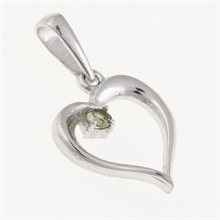 Ciondolo in argento con moldavite - cuore - elegante 1379