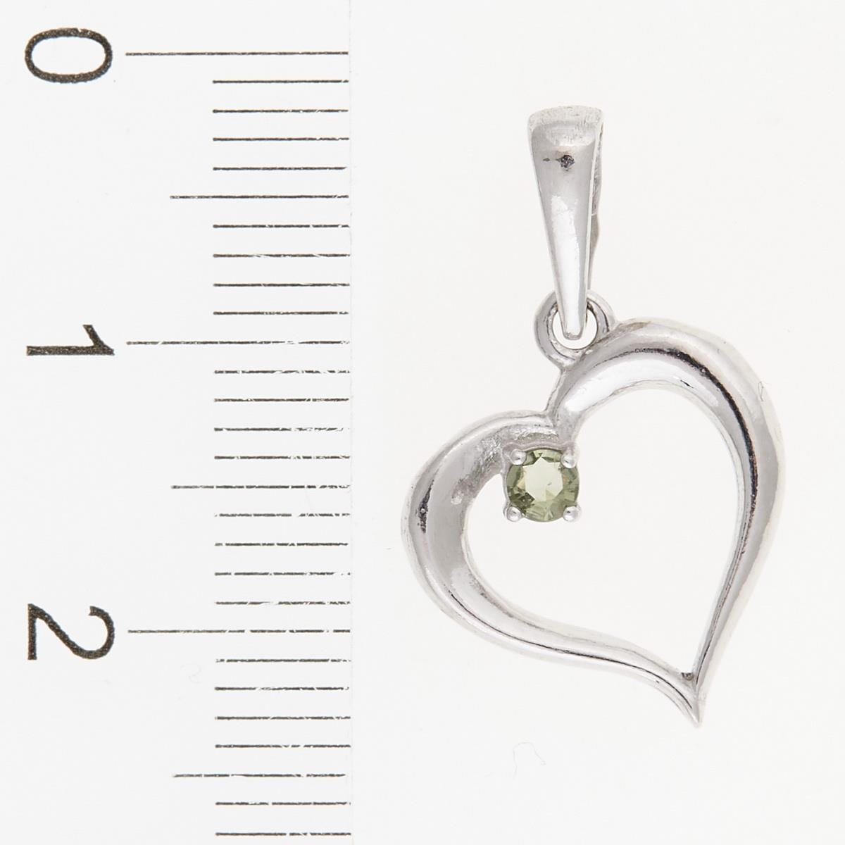 Silver pendant with moldavite - heart - elegant 1379