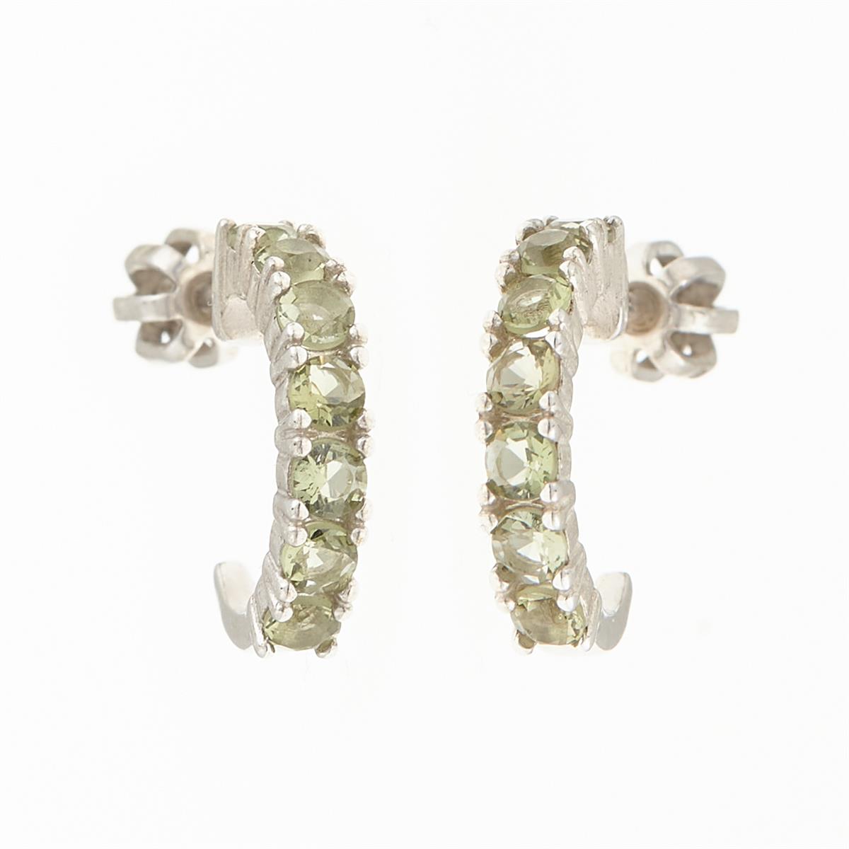 Silver earrings with moldavites 2009-3