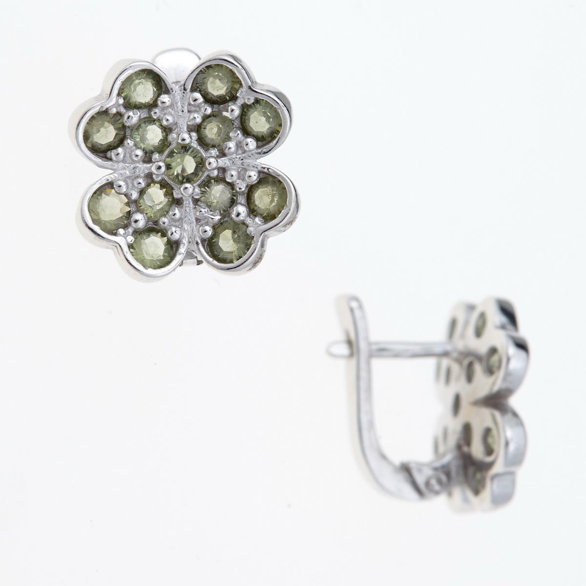 Silver earrings with moldavites 2011-1