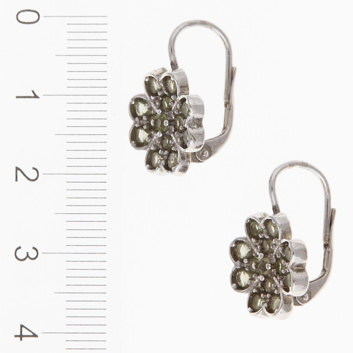 Silver earrings with moldavites - cloverleaf 2011-4