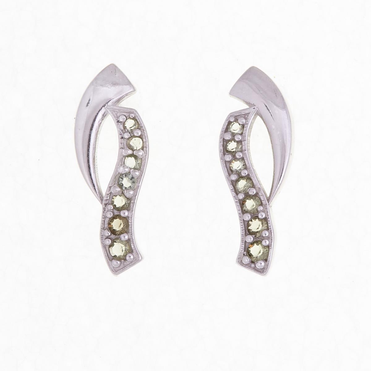 Silver earrings with moldavite 2013-3