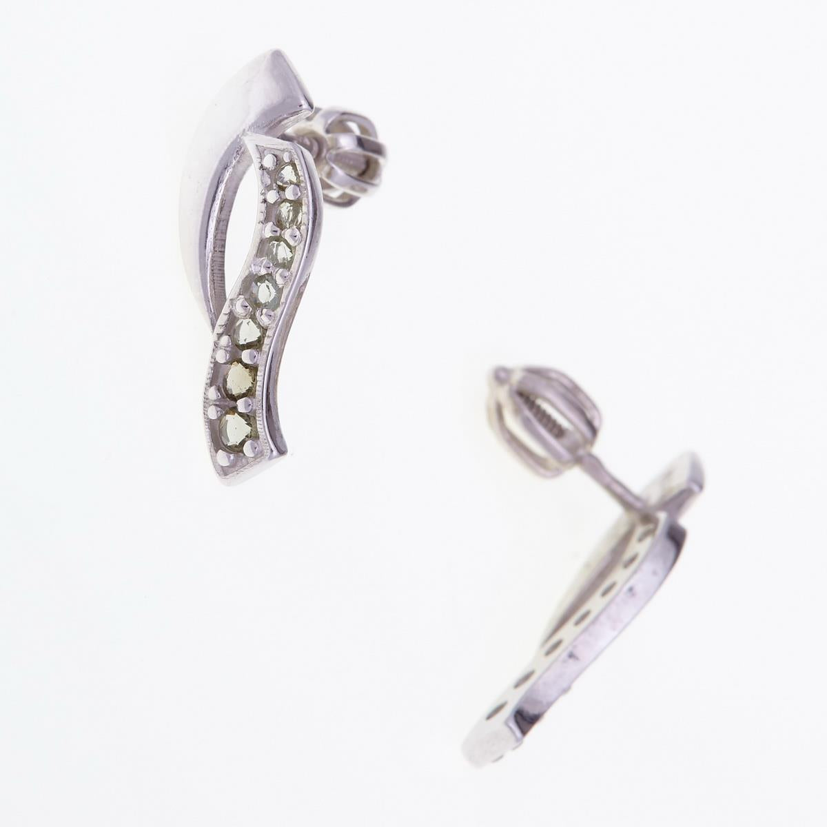Silver earrings with moldavite 2013-3