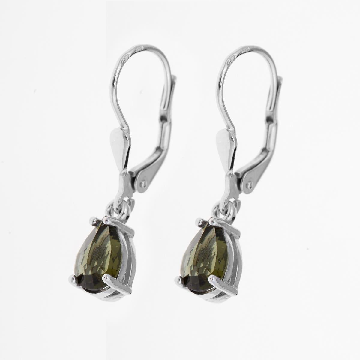 Silver earrings with moldavites 2019-4
