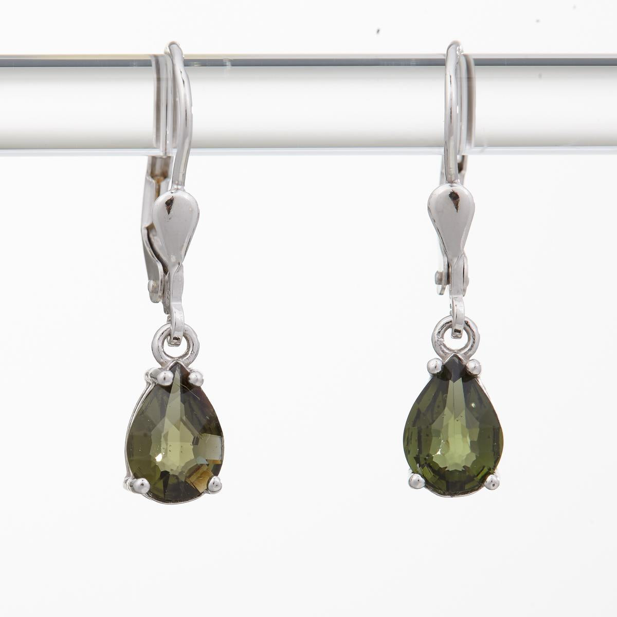 Silver earrings with moldavites 2019-4