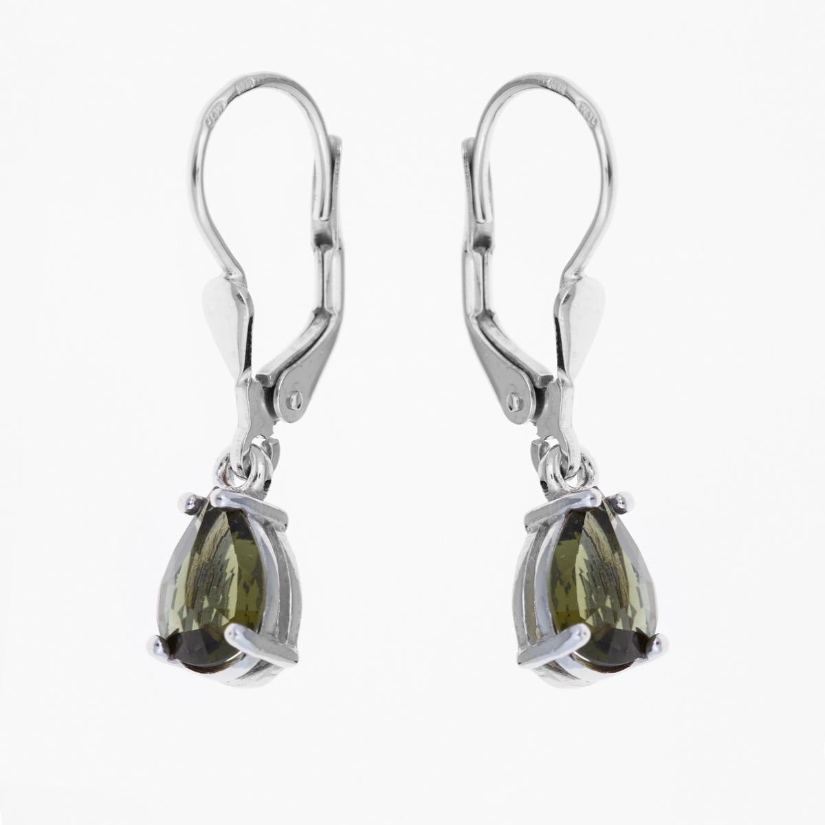 Silver earrings with moldavites 2019-4
