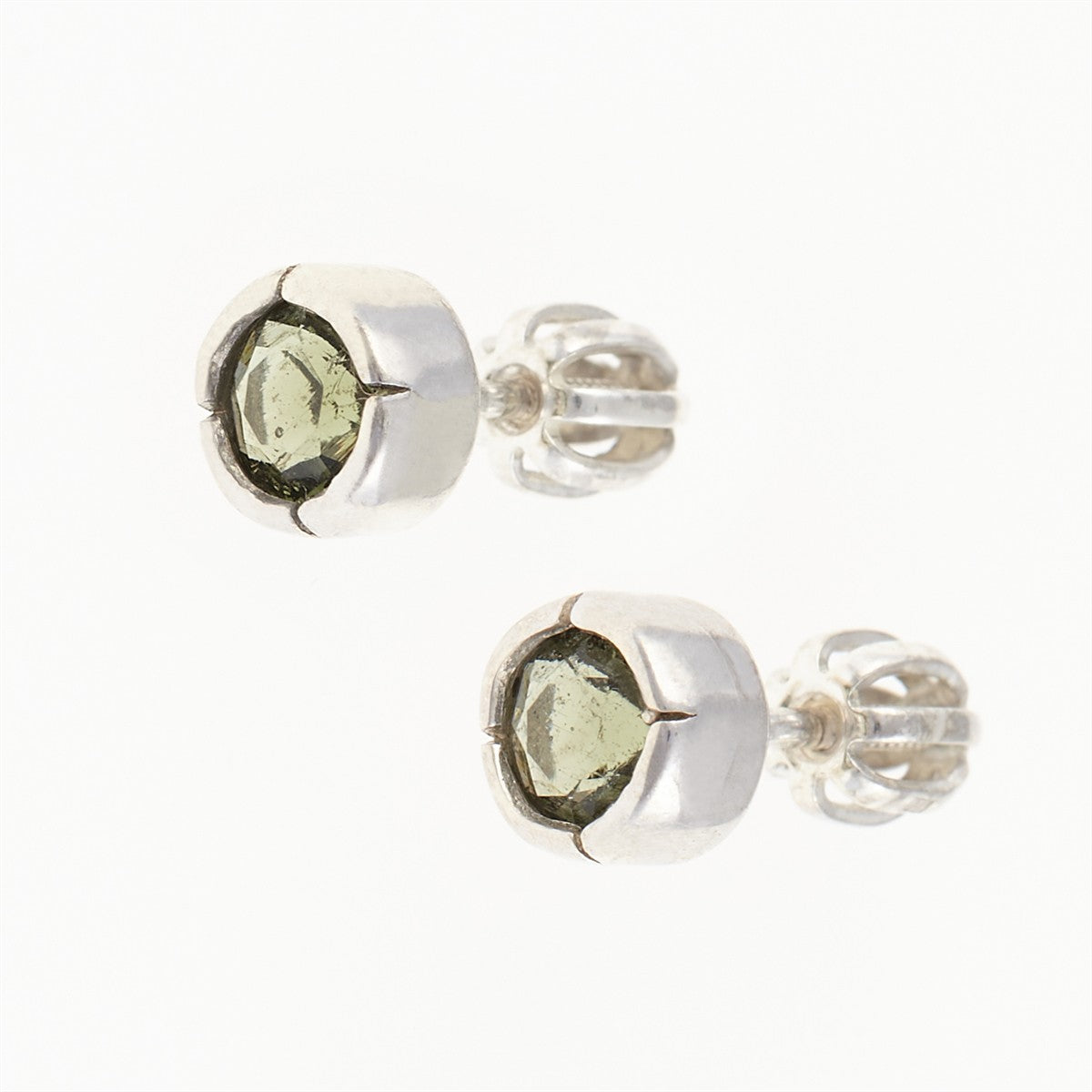 Silver earrings with moldavites 2032-3
