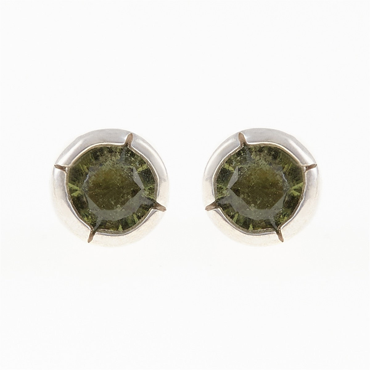 Silver earrings with moldavites 2032-3
