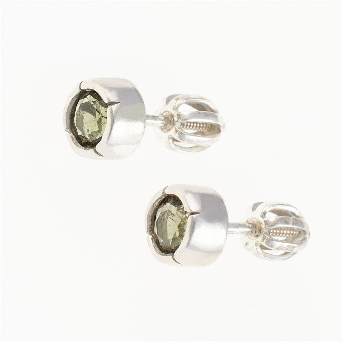 Silver earrings with moldavites 2032-3