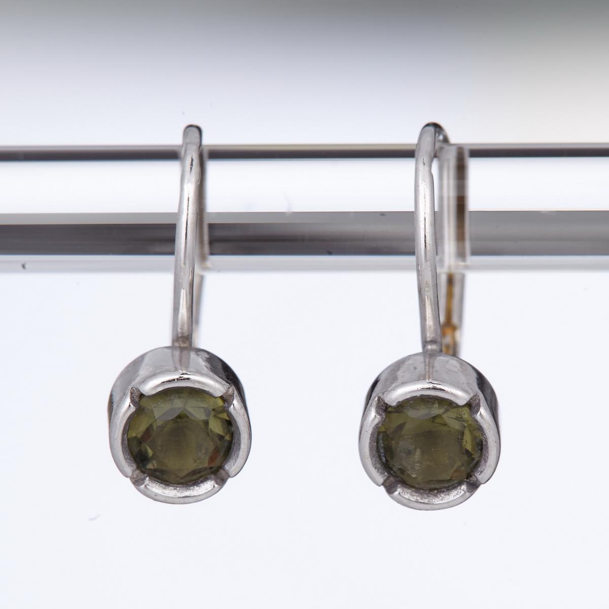 Silver earrings with moldavites 2032-4