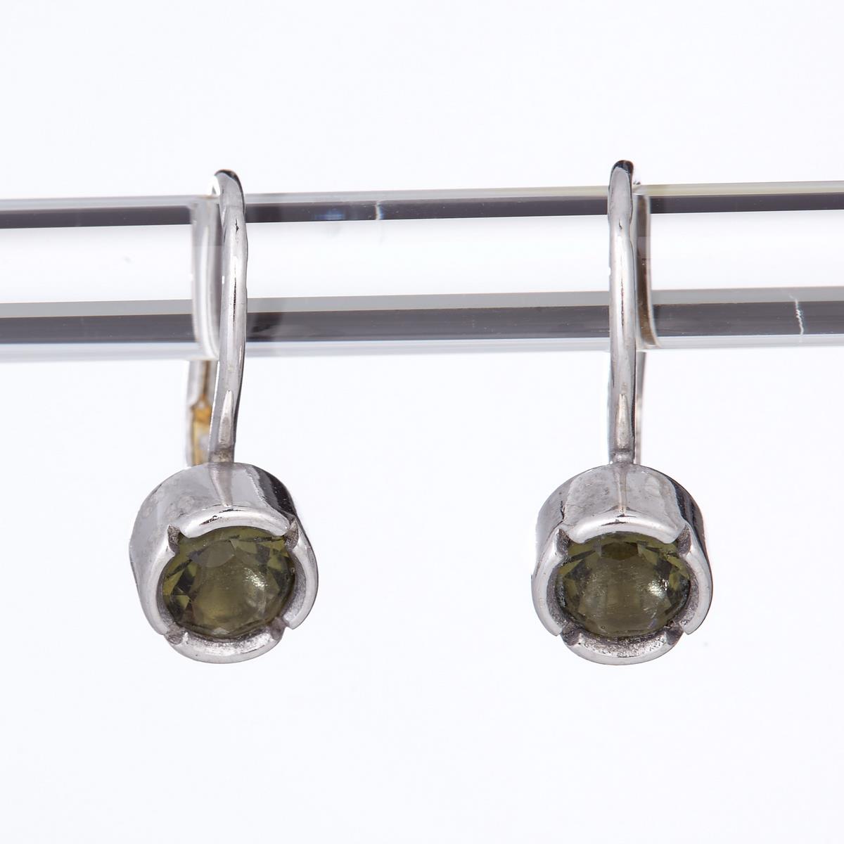 Silver earrings with moldavites 2032-4