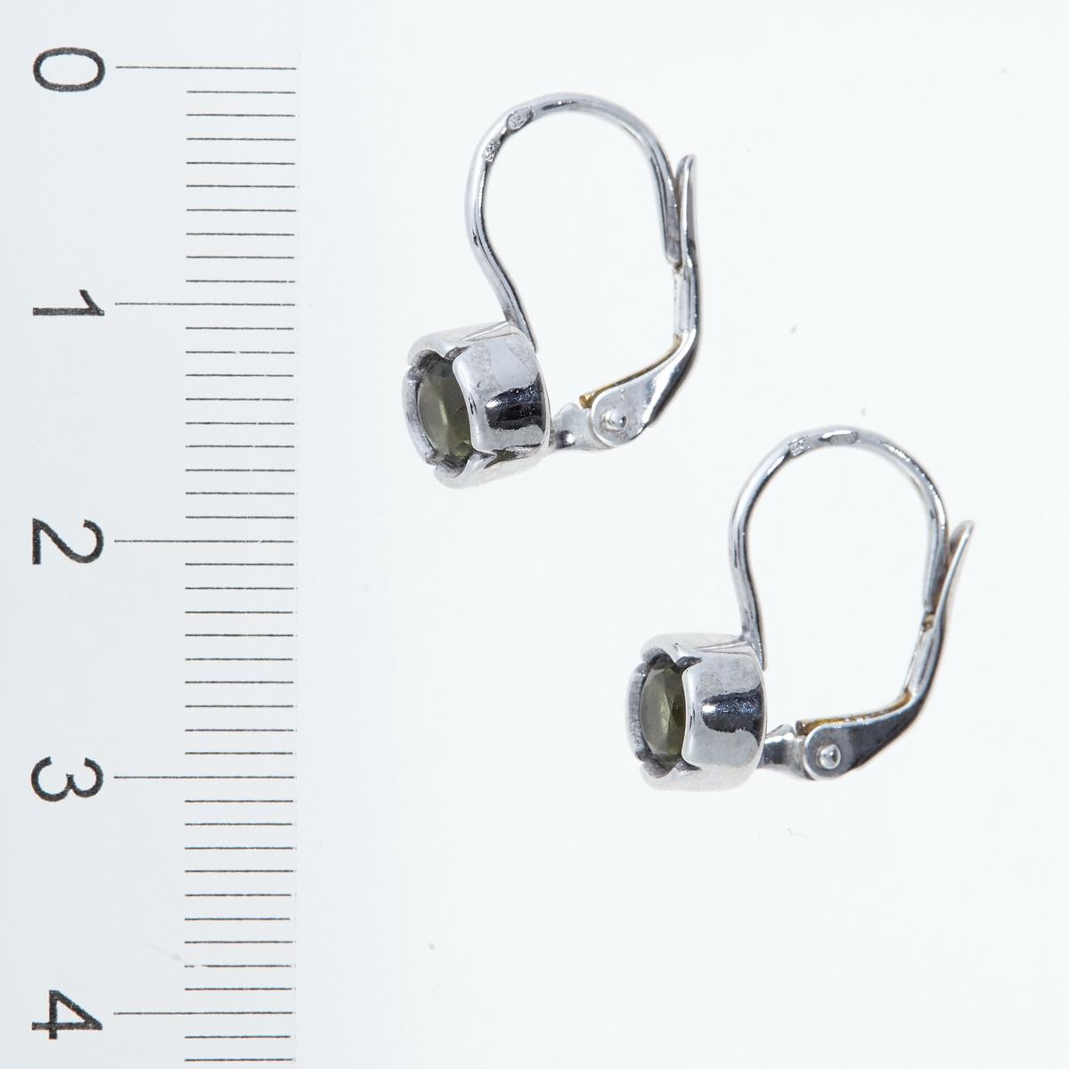Silver earrings with moldavites 2032-4