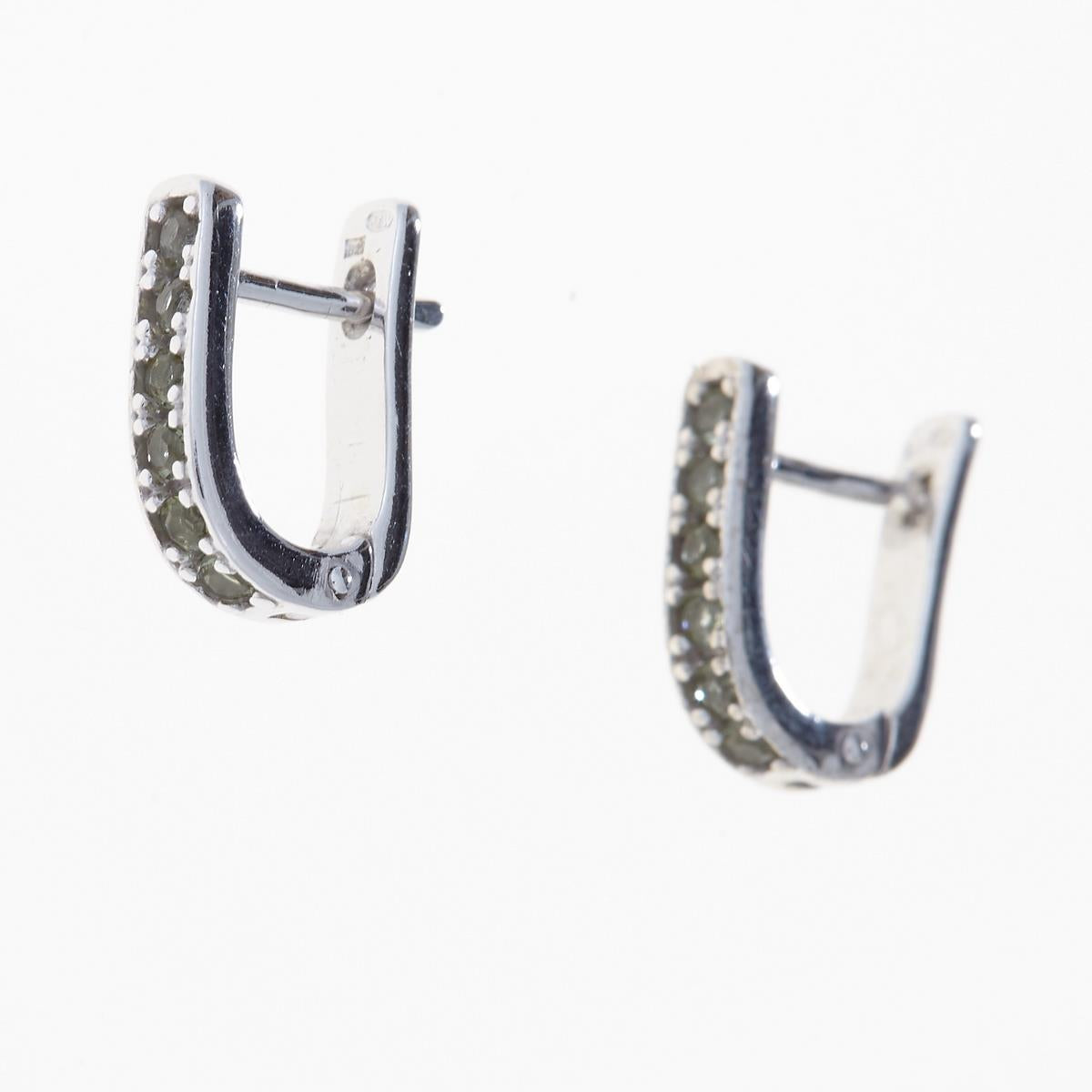 Silver earrings with moldavites 2066-1