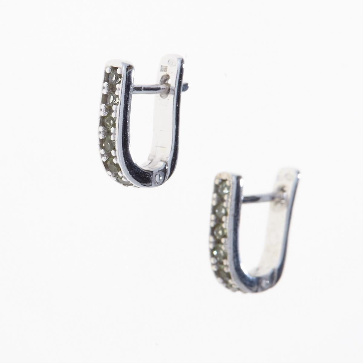 Silver earrings with moldavites 2066-1