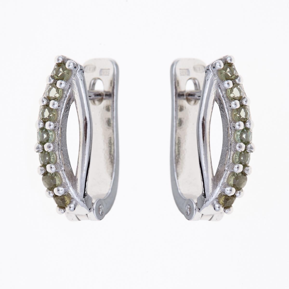 Silver earrings with moldavites 2069-1