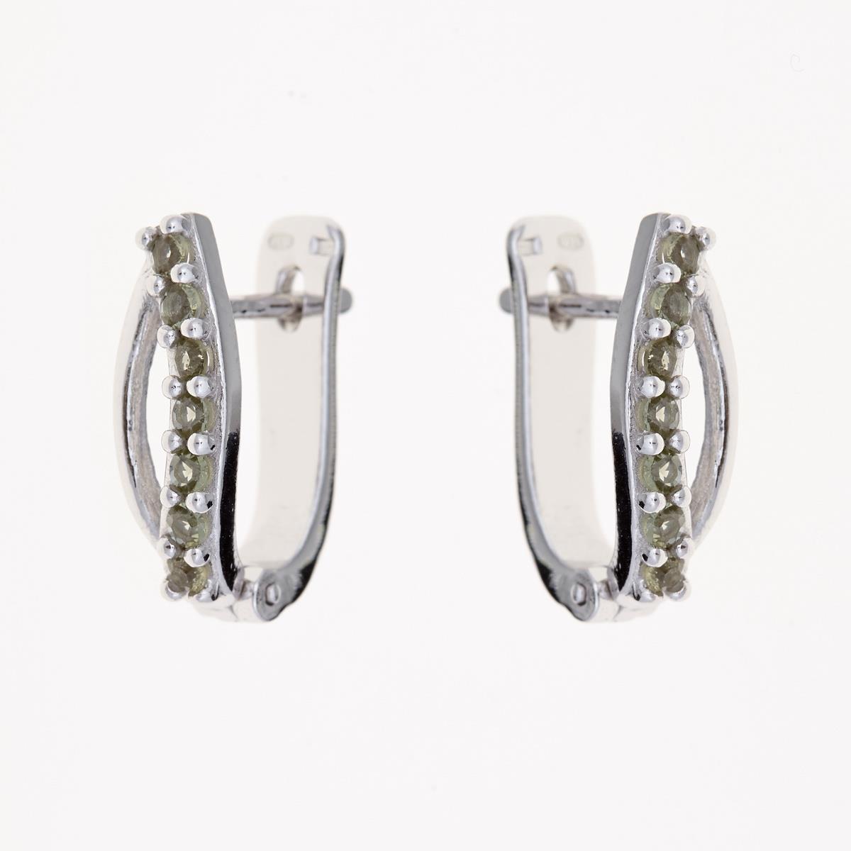 Silver earrings with moldavites 2069-1