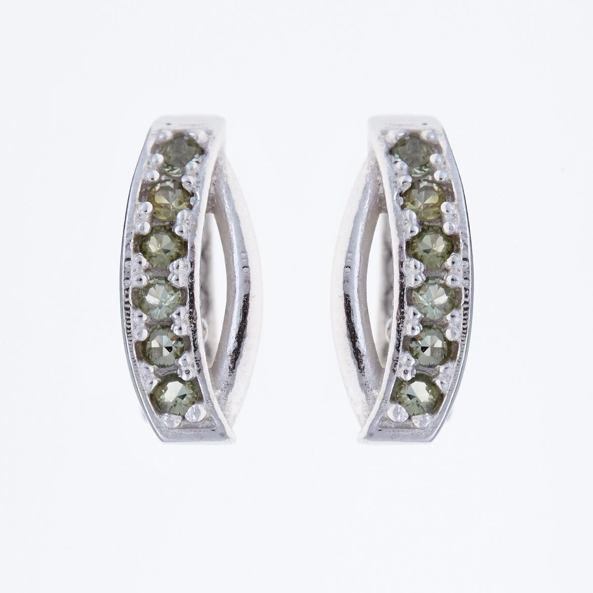 Silver earrings with moldavites 2074