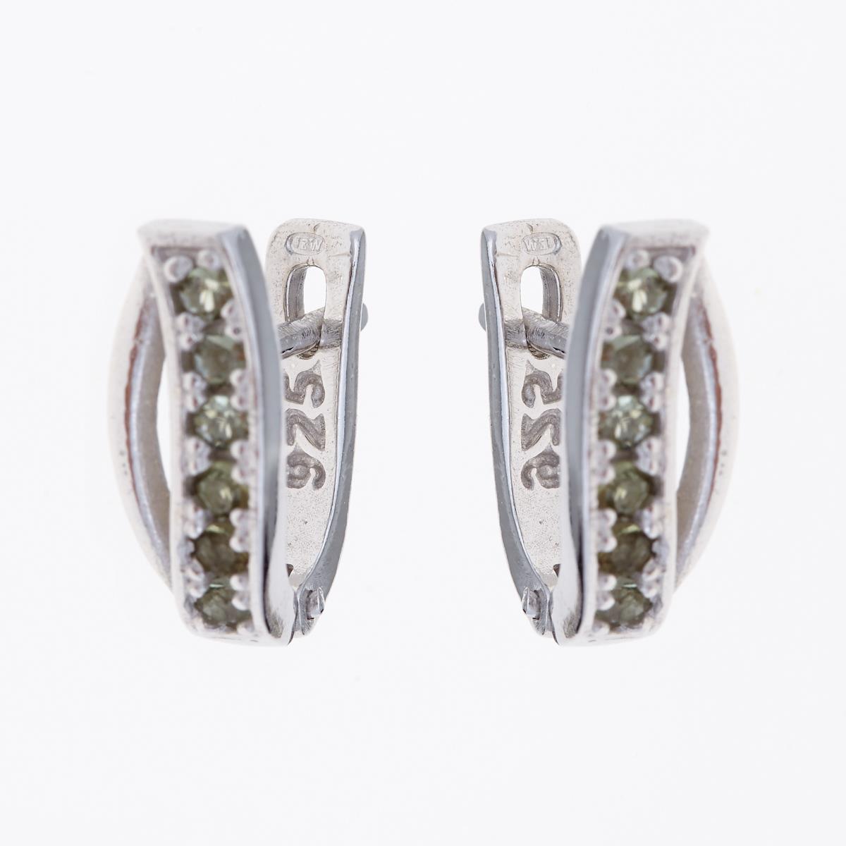 Silver earrings with moldavites 2074