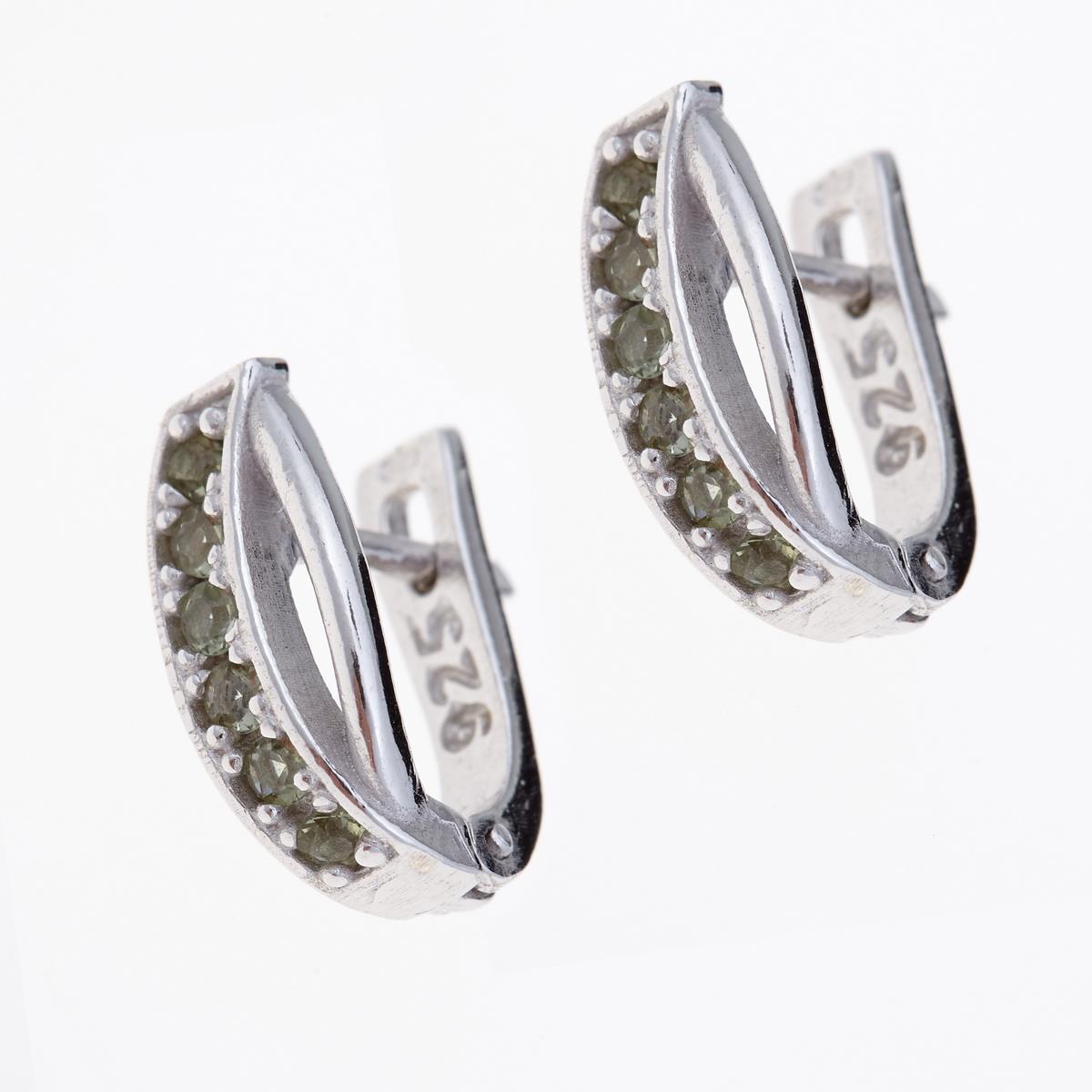 Silver earrings with moldavites 2074