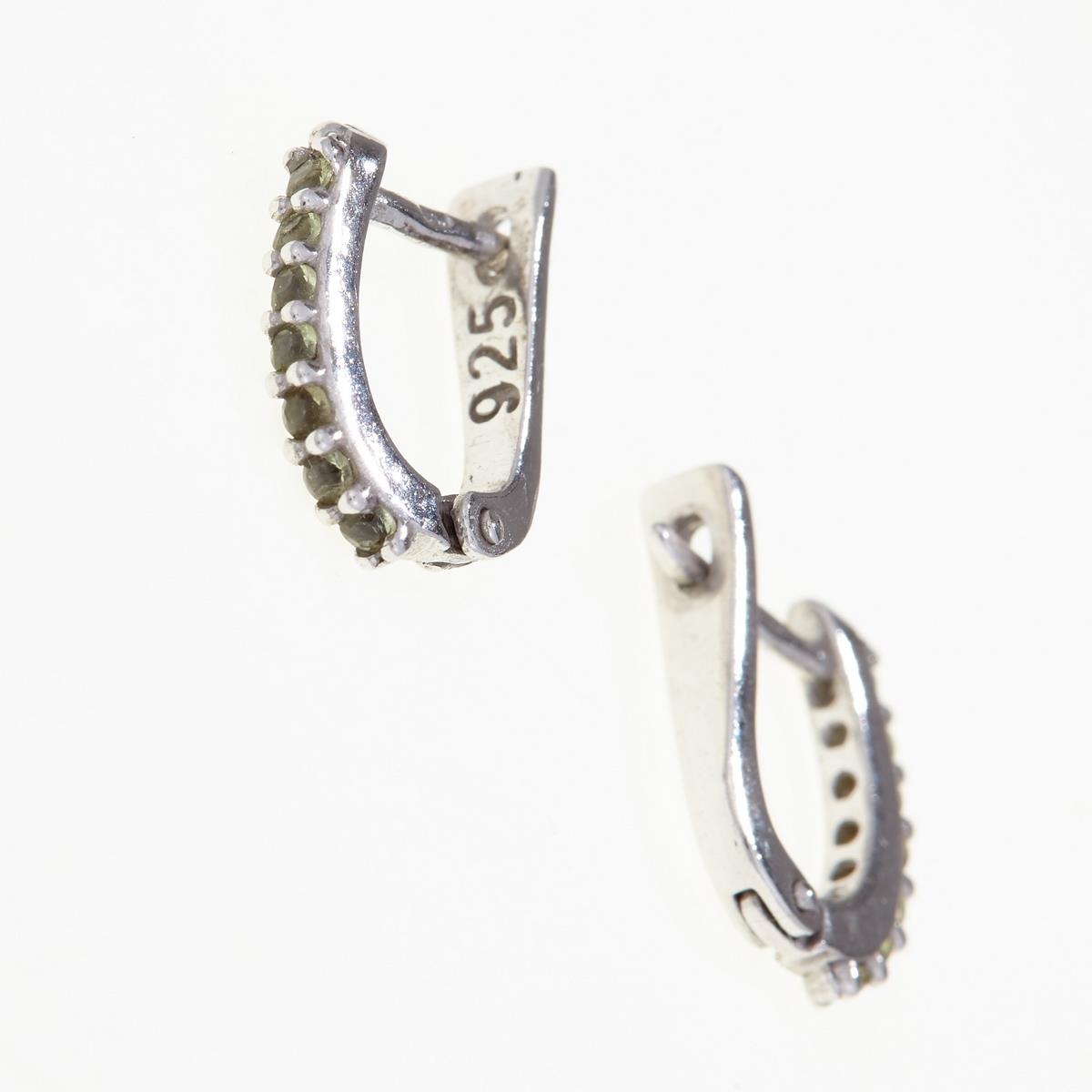 Silver earrings with moldavite 2079-1