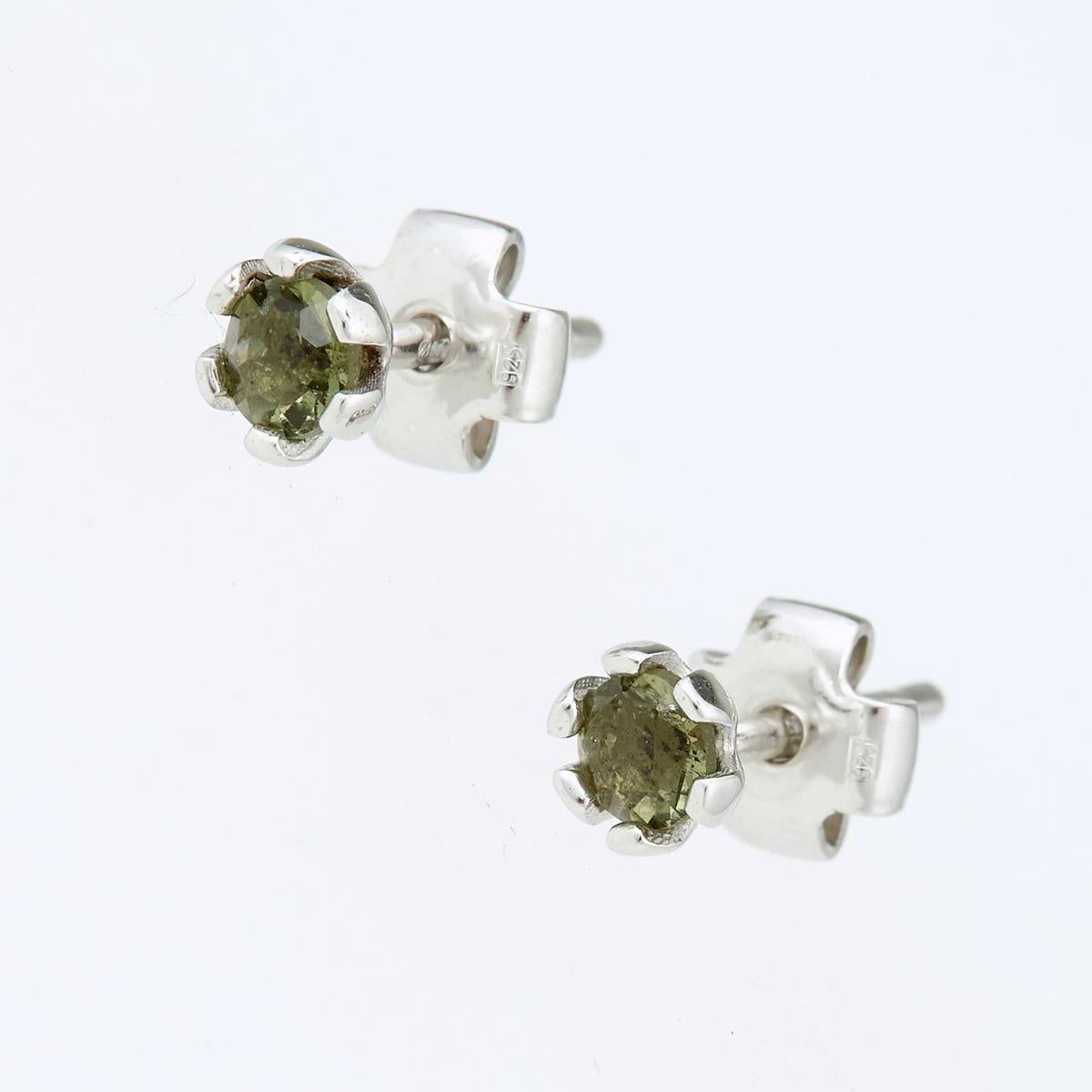 Silver earrings with moldavites 2080-2