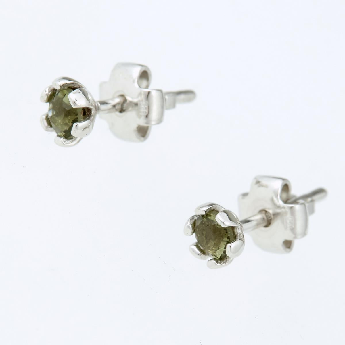 Silver earrings with moldavites 2080-2