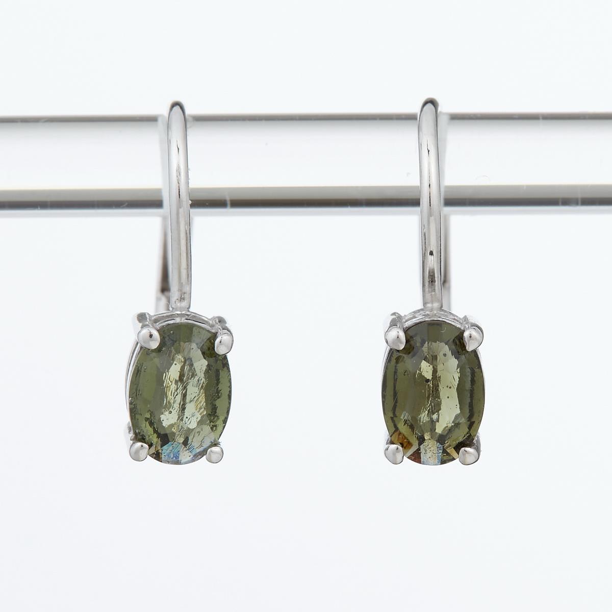 Silver earrings with moldavites 2086-4