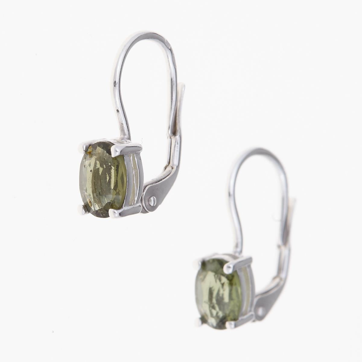 Silver earrings with moldavites 2086-4