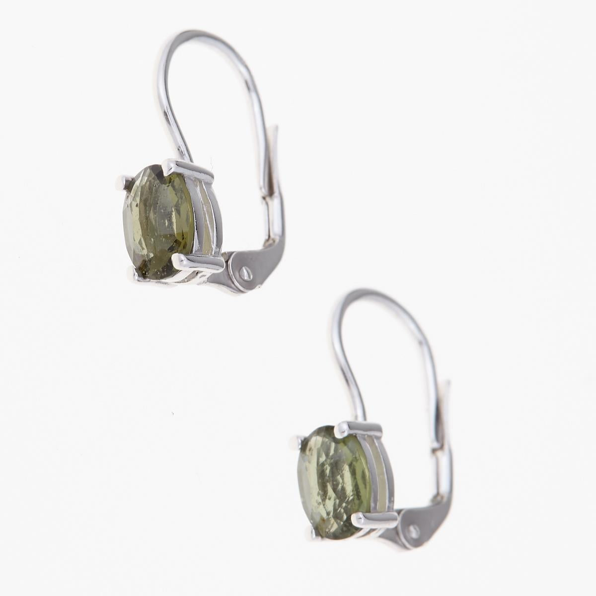 Silver earrings with moldavites 2086-4