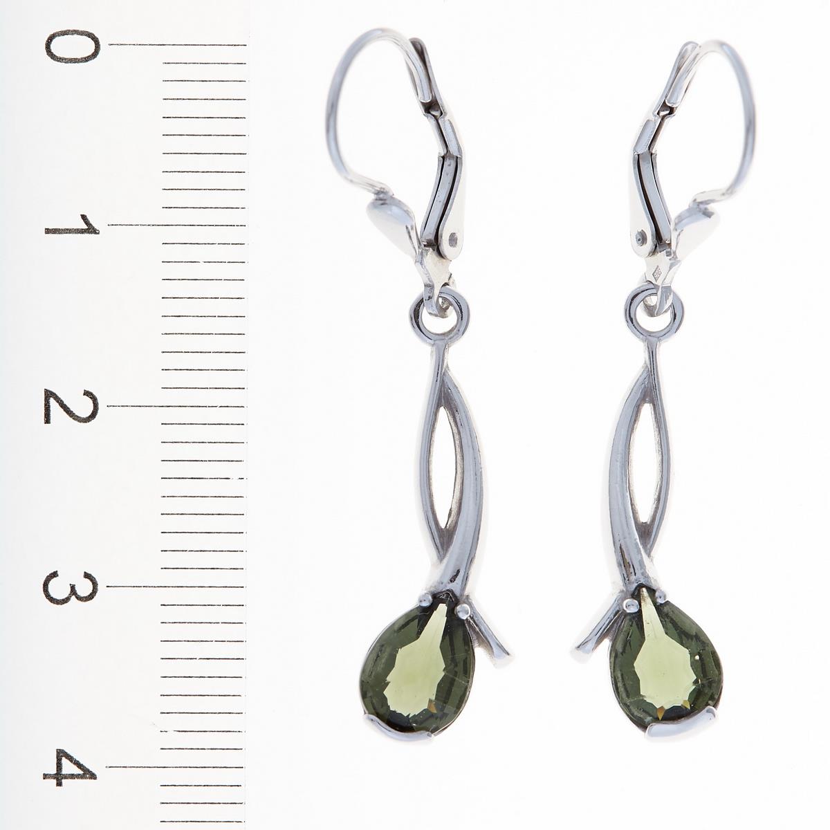Silver earrings with moldavites 2113-4