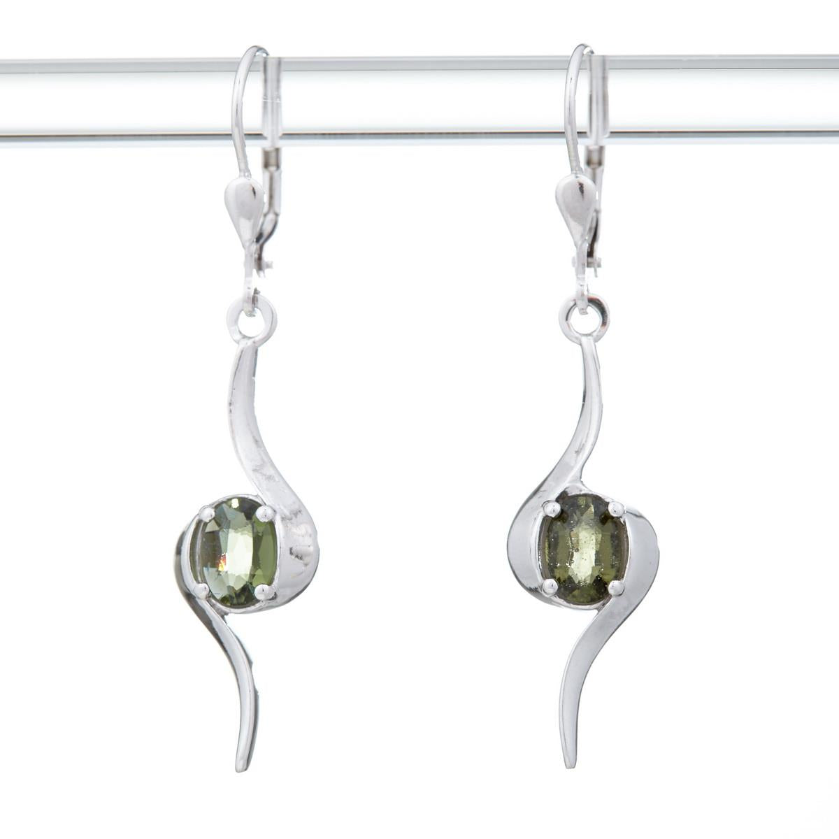 Silver earrings with moldavites 2114-4