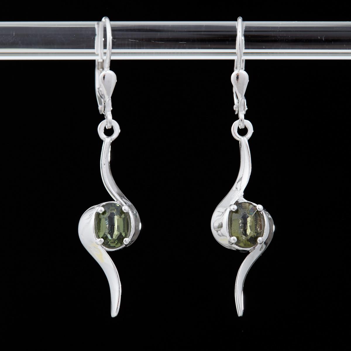 Silver earrings with moldavites 2114-4