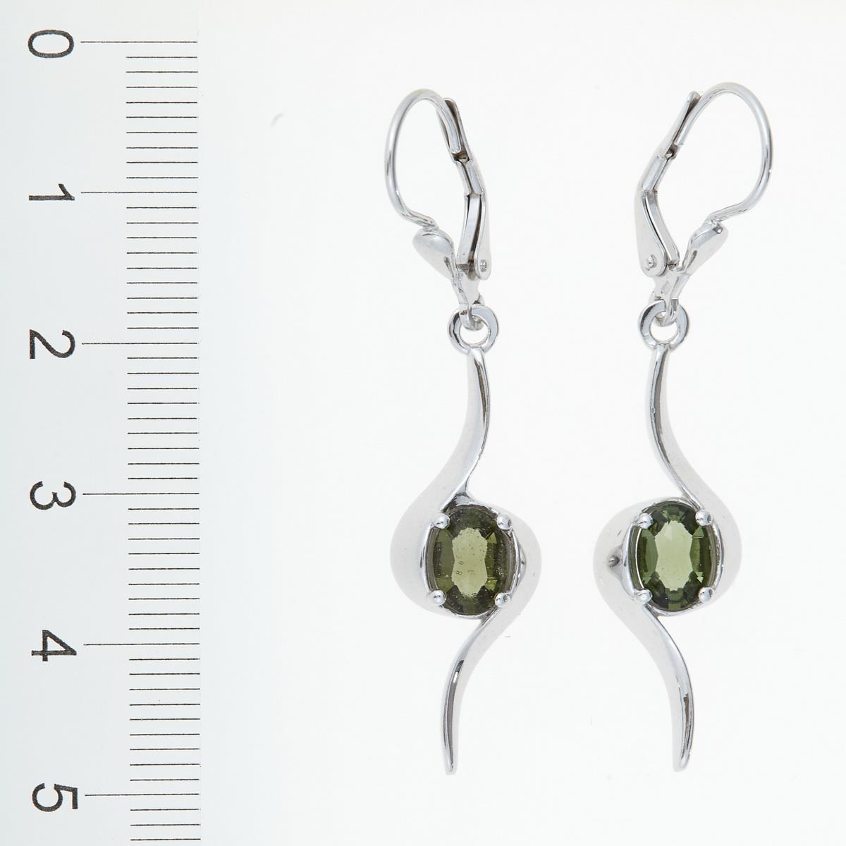 Silver earrings with moldavites 2114-4