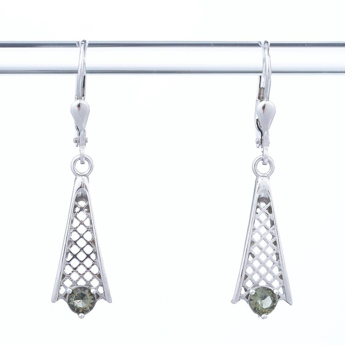 Silver earrings with moldavites 2116-4